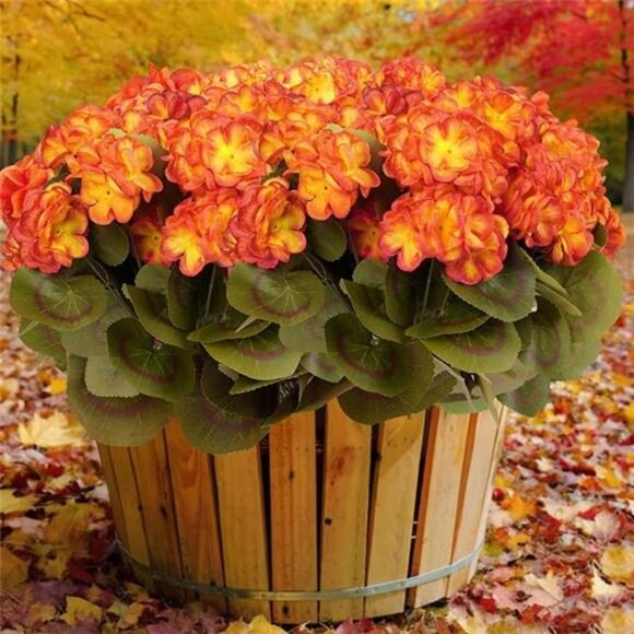 6 Bundles Fall Flowers Artificial for Decoration, Fake Geraniums Artificial - Picture 7 of 7